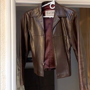 Brown leather jacket